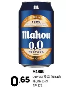 Mahou - Cervesa 0,0% Torrada Llauna