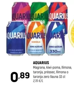 Aquarius - Magrana, Kiwi-poma, Llimona, Taronja, Préssec, Llimona O Taronja Zero Llauna