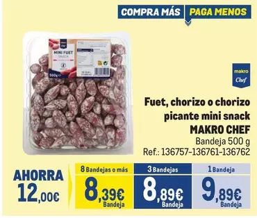 makro - Chef Fuet, Chorizo O Chorizo Picante Mini Snack