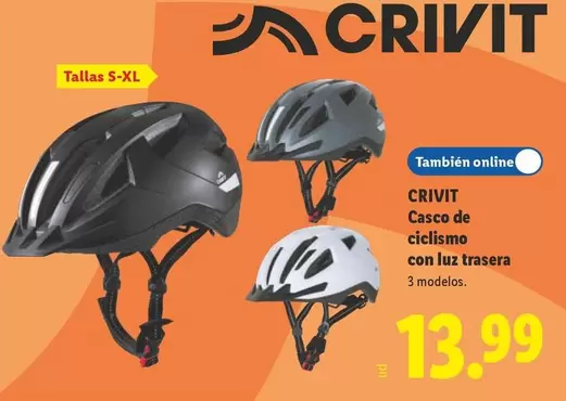 Crivit - Casco De Ciclismo Con Luz Trasera