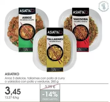 Asiatiko - Arazo Stellacinis Con Pollo Al Curry O Yakisoba Con Pollo Y Verduras