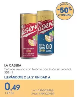 La Casera - Tinto De Verano Con Limon O Con Limon Sin Alcohol