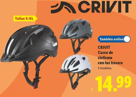Crivit - Casco De Ciclismo Con Luz Trasera