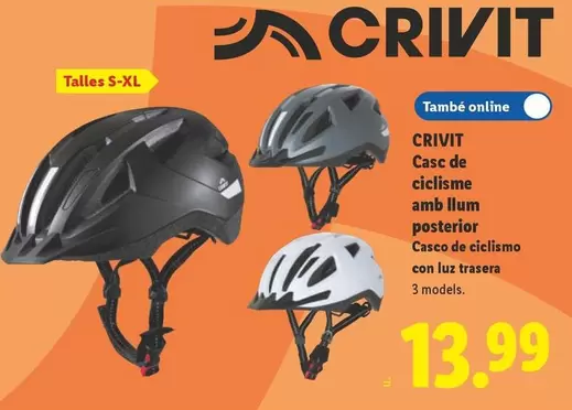Crivit - Casco De Ciclismo Con Luz Trasera