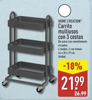 Home Creation - Carrito Multiusos Con 3 Cestas