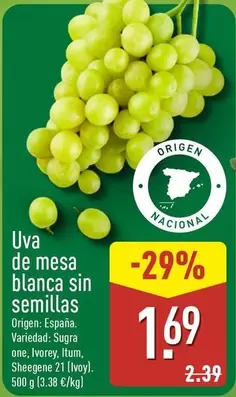 Uva De Mesa Blanca Sin Semillas