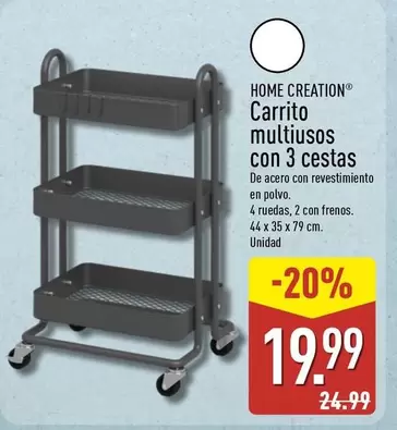 Home Creation - Carrito Multiusos Con 3 Cestas