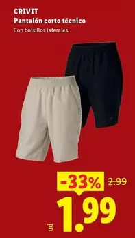 Crivit - Pantalon Corto Técnico
