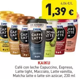 Kaiku - Café Con Leche Cappucino, Expreso, Latte Light, Macciato, Latte Vainilla, Matcha Latte O Latte Sin Azúcar