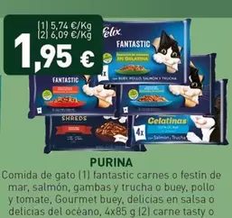 Purina - Comida De Gato Fantastic Carnes O Festin De Mar, Salmón, Gambas Y Trucha O Buey, Pollo Y Tomate, Gourmet Buey, Delicias En Salsa O Delicias Del Océano, Carne Tasty O Pescado Tasty