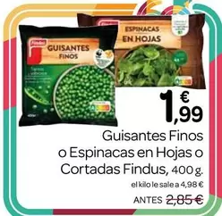 Findus - Guisantes Finos O Espinacas En Hojas O Cortadas