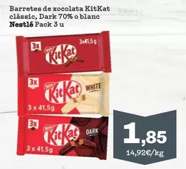 Nestlé - Barretes De Xocolata Kitkat Classic, Dark 70% O Blanc