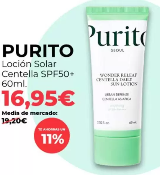 Purito - Locion Solar Centella SPF50+