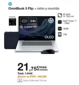 HP - Omnibook 5 Flip + Raton Y Mochila