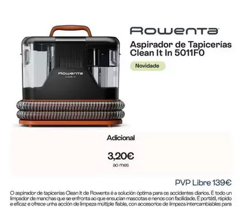 Rowenta - Aspirador De Tapicerias Clean It In 5011F0