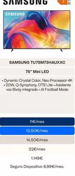 Samsung - Tu75m73hauxxc 75" Mini Led