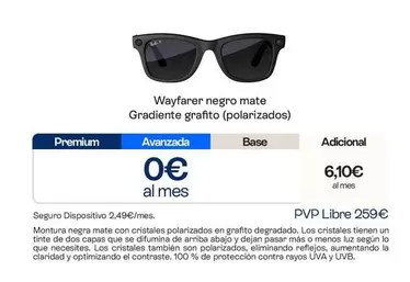 Ray-Ban - Wayfarer Negro Mate Gradiente Grafito (Polarizados)