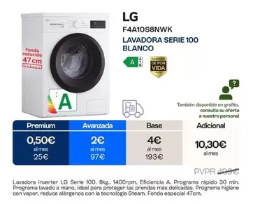 LG - F4A10S8NWK Lavadora Serie 100 Blanco