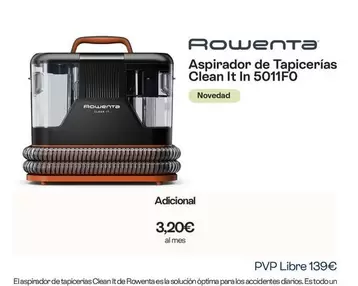 Rowenta - Aspirador De Tapicerias Clean It In 5011F0