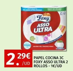 Foxy - Papel Cocina 3C Asso Ultra 2 Rollos