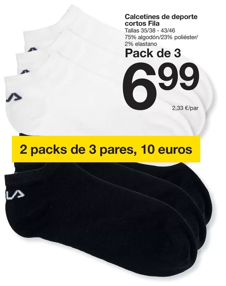 FILA - Calcetines De Deporte Cortos