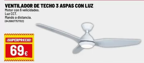 Ventilador De Techo 3 Aspas Con Luz