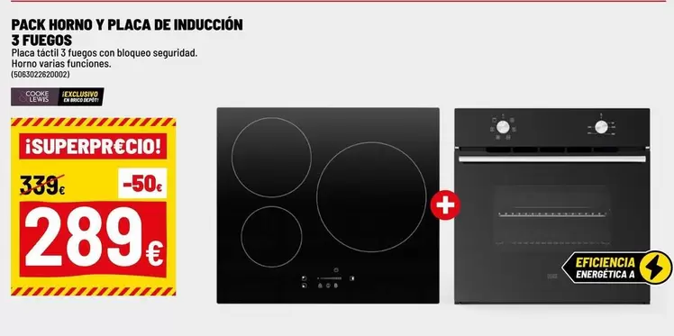 brico - Pack Horno Y Placa De Inducción 3 Fuegos