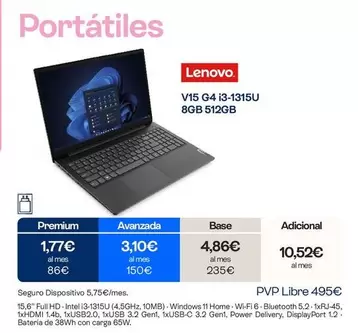 Lenovo - Portatiles V15 G4 I3-1315U
