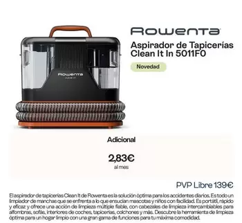 Rowenta - Aspirador De Tapicerías Clean It IN5011F0