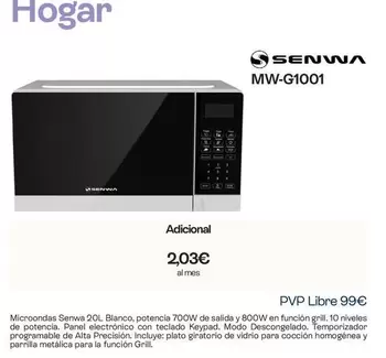 Senwa - Microonda Blanco MW-G1001
