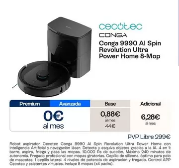 Cecotec - Conga 9990 Ai Spin Revolution Ultra Power Home 8-Mop
