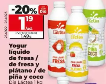 Dia Lactea - Yogur Líquido De Fresa/De Tresa Y Plátano/De Piña Y Coco