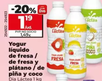 Dia Lactea - Yogur Líquido De Fresa/De Fresa Y Plátano/De Piña Y Coco