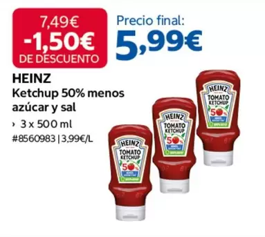 Heinz - Ketchup 50% Menos Azucar Y Sal