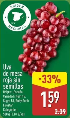 origen - Uva De Mesa Roja Sin Semillas