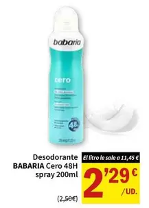 Babaria - Desodorante Cero 48H Spray