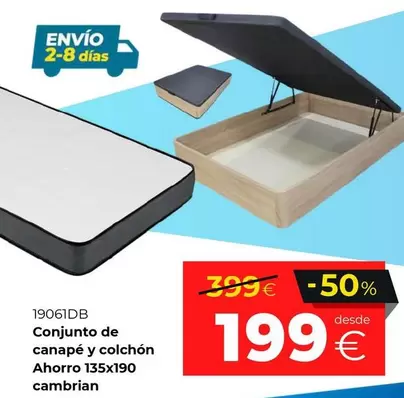 Conjunto De Canapé Y Colchón Ahorro 135x190 Cambrian