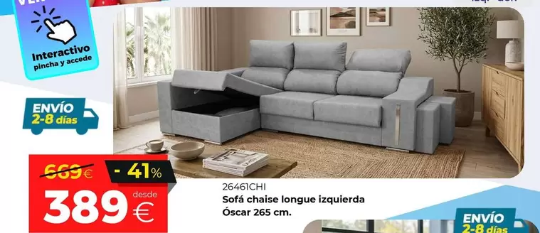 Pincha - Sofa Chaise Longue Izquierda Oscar