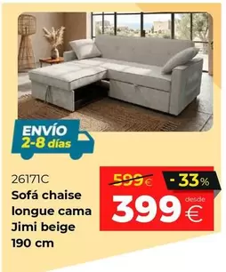 gimi - Sofa Chaise Longue Cama Beige