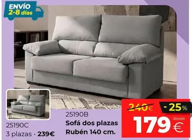 Sofá Dos Plazas Ruben 140 Cm.