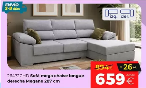 MEGA - Sofá Mega Chaise Longue Derecha Megane 297 Cm