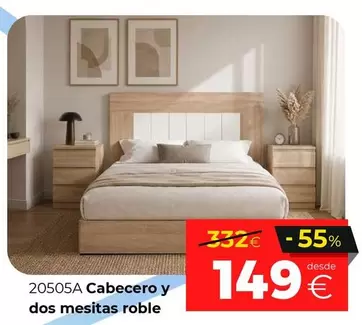 Cabecero Y Dos Mesitas Roble