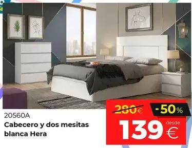 Cabecero Y Dos Mesitas Blanca Hera