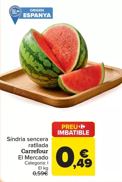 Carrefour El Mercado - Sandía Entera Rayada