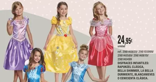 Disfraces Infantiles Rapunzel Clasica, Bella Shimmer, O Cenicienta Clasica