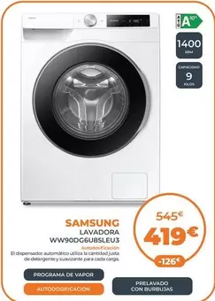 Samsung - Lavadora WW90DG6U85LEU3