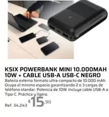 Ksix - Powerbank Mini Negro