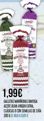 daveiga - Galletas Marñierras Daveiga Aceite Oliva Virgen Extra, Clasicas O Con Semillas De Chia