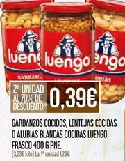 Luengo - Garbanzos Cocidos, Lentejas Cocidas O Alubias Blancas Cocidas Frasco