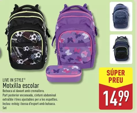 Live In Style - Motxilla Escolar